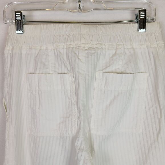 James Perse Womens Seersucker Crop Pant Size 0 White Taper Leg High Rise Pockets - Picture 6 of 8